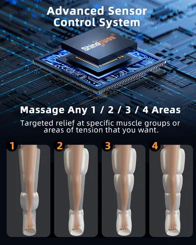 Miniatura 6 de SHINE WELL Sistema de compresión de recuperación de piernas, botas profesionales de compresión de aire para pies y piernas, dispositivo secuencial