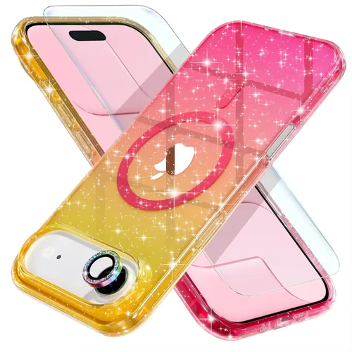 Miniatura 30 de Choiche Funda magnética para iPhone 15 Pro Max, funda transparente con purpurina brillante para mujer