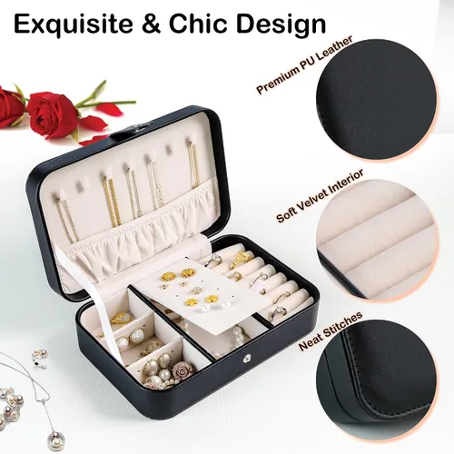 Miniatura 4 de Kendal Travel Jewelry Box, Small Portable Jewelry Organizer Mini Jewelry Case for Women, Earing Organizer, Leather Portable Jewelry Storage Boxes