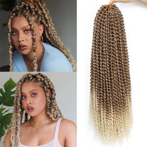 Miniatura 55 de Cabello Passion Twist de 24 pulgadas, 8 paquetes de cabello Passion Twist de ganchillo para mujeres, cabello trenzado Passion Twists largo bohemio