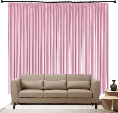Doble pellizco plisado para oscurecer la habitación, con gancho para sala de estar, 95% de opacidad (rosa bebé, 42 pulgadas de ancho x 45 pulgadas
