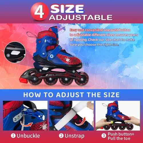 Miniatura 3 de Nattork Patines en línea ajustables para niños con ruedas de poliuretano flash, divertidos patines en línea con ruedas iluminadas, para edades de 4