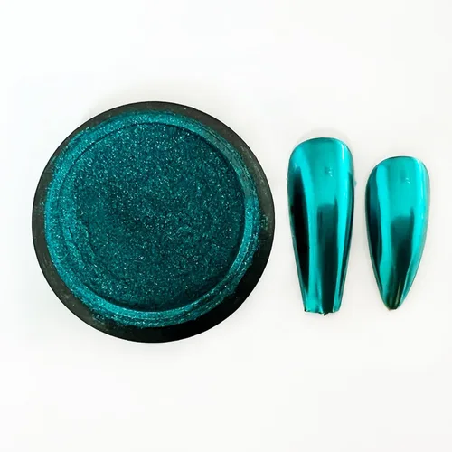 Miniatura 3 de Juego de polvos de uñas cromados verdes y azules con efecto de espejo metálico, polvo holográfico para uñas, decoración de uñas con purpurina, juego