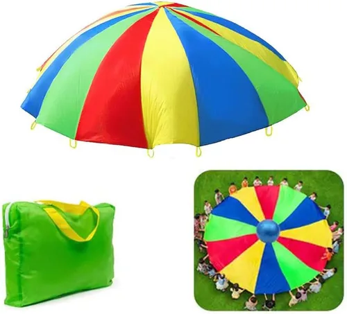Miniatura 3 de Paracaídas con asas de 8 pies, 10 pies, 12 pies, juegos de paracaídas para juegos de equipo al aire libre, sutura reforzada impermeable, también se