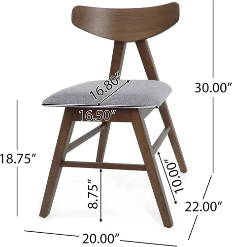 Miniatura 3 de Christopher Knight Home Stocker - Sillas de comedor tapizadas, color gris oscuro/nogal (juego de 2)