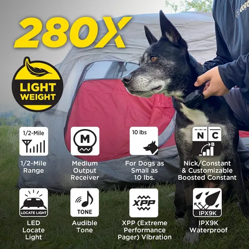 Miniatura 2 de Dogtra Collar de Entrenamiento 280X con Control Remoto [Nueva Edición] 10 libras+, Alcance de 1/2 Milla, Luz LED, 100 Niveles de Control Preciso