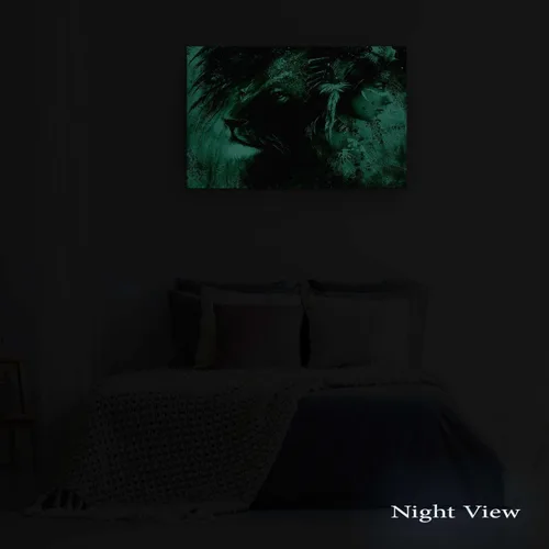 Miniatura 4 de Startonight Lienzo decorativo para pared, diseño de león en colores, listo para colgar, para sala de estar, imagen grande, decoración de pared