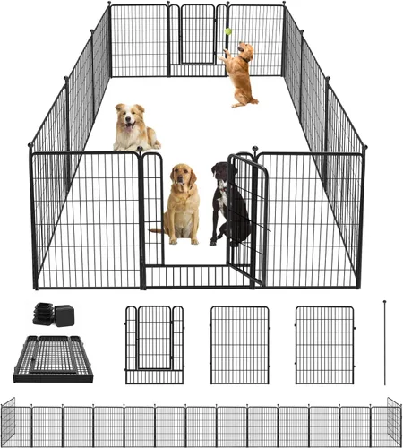 Miniatura 12 de Bolígrafos para perros al aire libre con valla para perros grandes, 40 pulgadas de alto, corralito para perros al aire libre, 8 paneles de metal