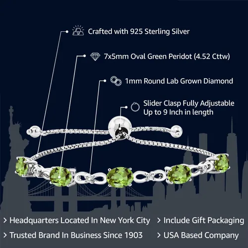Miniatura 7 de Gem Stone King Pulsera de tenis de diamantes cultivados en laboratorio con piedra natal de 3-6 quilates para mujer, plata de ley 925, ovalada