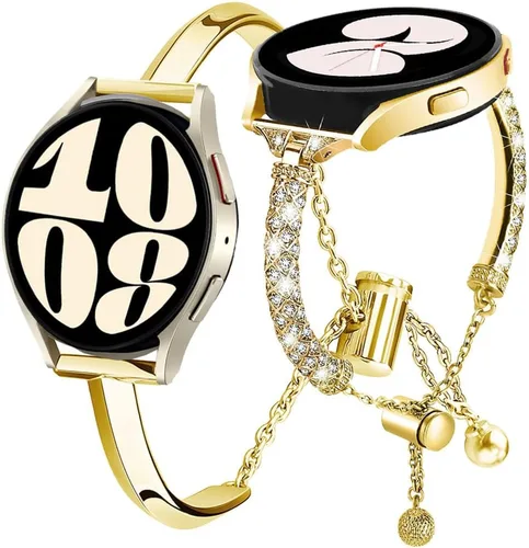 Miniatura 14 de DEALELE Bandas compatibles con Samsung Galaxy Watch 6/6 Classic / 5/5 Pro / 4/4 Classic / 3 1.614 in / Active 2, pulsera de repuesto de metal con 1#
