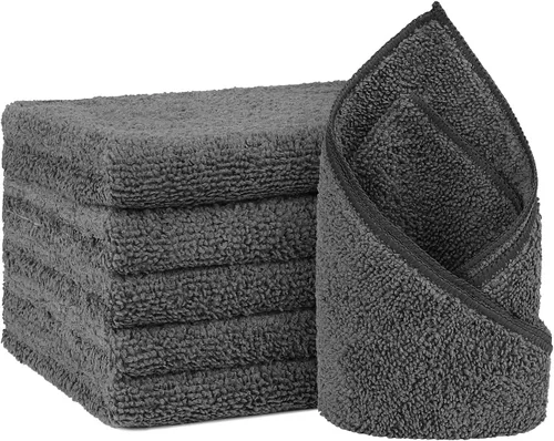 Miniatura 12 de Orighty Paquete de 6 toallas de mano negras, toallas de microfibra de secado rápido y absorbentes, de 16 x 28 pulgadas, toalla de yoga blanca ligera