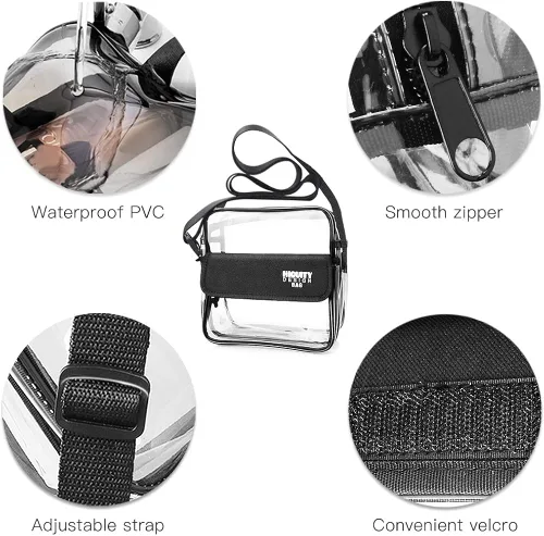 Miniatura 5 de Bandolera transparente NFL NCAA BTS PGA Stadium aprobada por NFL bolsa de hombro impermeable transparente con correa de hombro ajustable