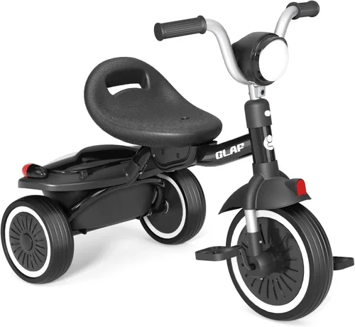 Glaf Bicicleta para niños de 2 a 5 años, triciclo para niños pequeños de 1 a 3 años, triciclo con asiento ajustable y cesta de almacenamiento, Negro