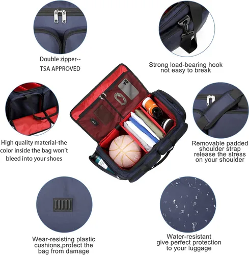Miniatura 5 de Bolsa para zapatos de viaje, bolsa de lona para hombres y mujeres, para gimnasio, deporte, equipaje, bolsa de transporte, divisor, compartimento