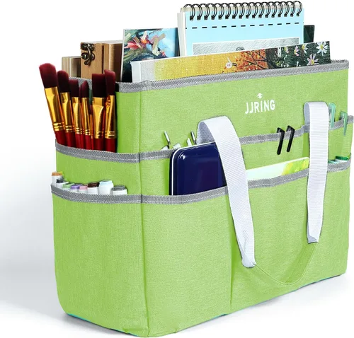 Miniatura 13 de JJRING Bolsa Organizadora de Transporte para Manualidades, Organizador de Almacenamiento de Arte con Múltiples Bolsillos, Bolsa de Costura Morado