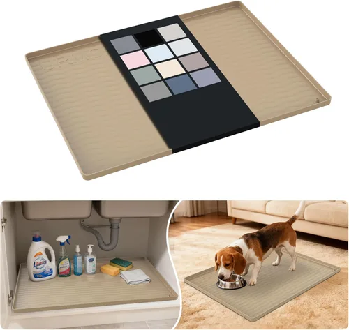 Miniatura 41 de URMONA Tapete de silicona impermeable para debajo del fregadero, 34 x 22 pulgadas, forro para estante de cocina y baño, protector de gabinetes