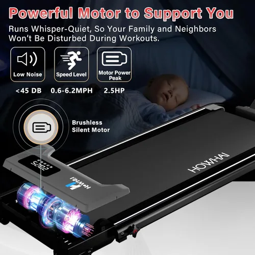 Miniatura 5 de Walking Pad, Treadmill with Incline, Brushless 2 in 1 Foldable Under Desk Portable Treadmills for Home/Office with App, Bluetooth Music, Remote