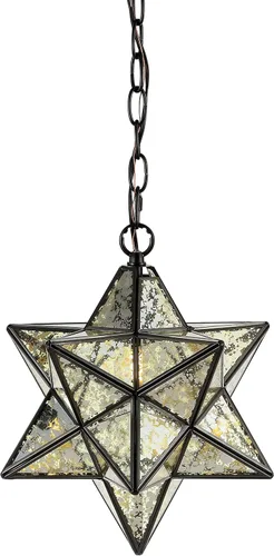 Miniatura 11 de JONATHAN Y Colgante LED de estrella morava de bronce aceitado de 12 pulgadas, linterna colgante de metal con vidrio transparente para isla de Bronce