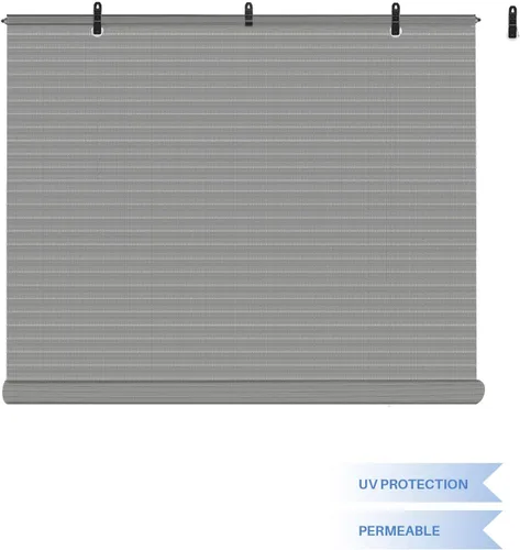 Miniatura 4 de E&K Sunrise - Persiana enrollable para exteriores de 5 pies de ancho x 6 pies de alto, diseño calado, para patio, porche, jardín, glorieta, terraza