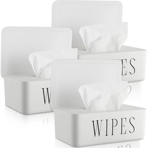 Miniatura 10 de 3 Pack Dispensador Portapapeles de Toallitas para Bebé Contenedor de Toallitas para Baño con Tapa Caja de Almacenamiento de Papel Higiénico
