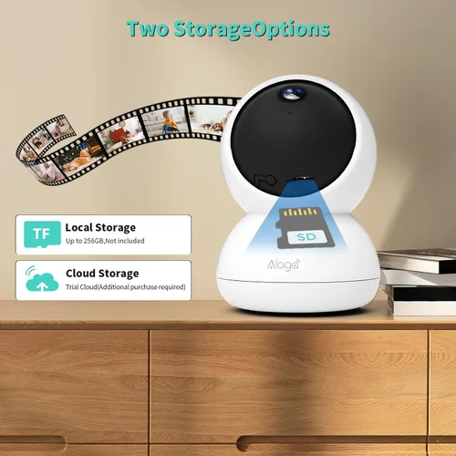 Miniatura 8 de Alaga Cámara de seguridad para interiores, WiFi 3K 5G y 2.4G, panorámica/inclinación de 360°, IA humana/mascota/movimiento