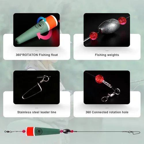 Miniatura 5 de Flotadores de Pesca Aparejos Corchos Saltarines para Agua Salada Sonajero con Peso Bobbers Aparejos de Pesca