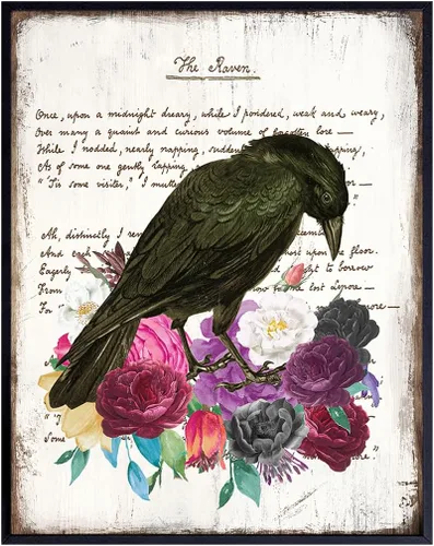 Miniatura 9 de The Raven Edgar Allan Poe Decor – Regalo para medieval, gótico, Wicca, Wiccano, brujería, abanico oculto, mujer, arte de pared gótico – Póster