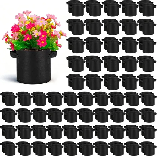 Miniatura 9 de Nuanchu 60 paquetes de bolsas de cultivo de 2 galones, maceta de tela de aireación a granel con asas, bolsas de jardín no tejidas gruesas