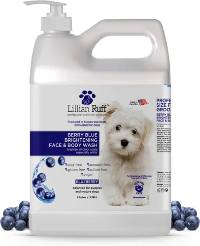 Miniatura 8 de Lillian Ruff PRO Formula Berry Blue Brightening Champú para mascotas – Champú blanqueador profesional ultrahidratante para perros, potenciador