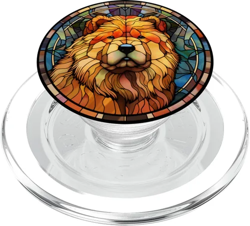 Chow Chow Dog Stained Glass Leadlight Artistic Design PopSockets MagSafe PopGrip for iPhone