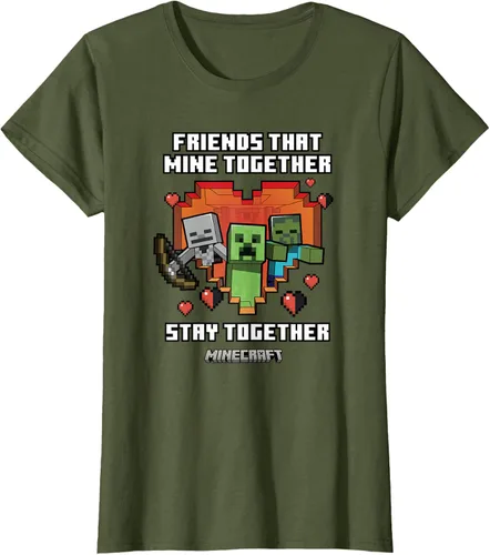 Miniatura 23 de Minecraft Camiseta de San Valentín Friends That Mine Together Mobs, Negro