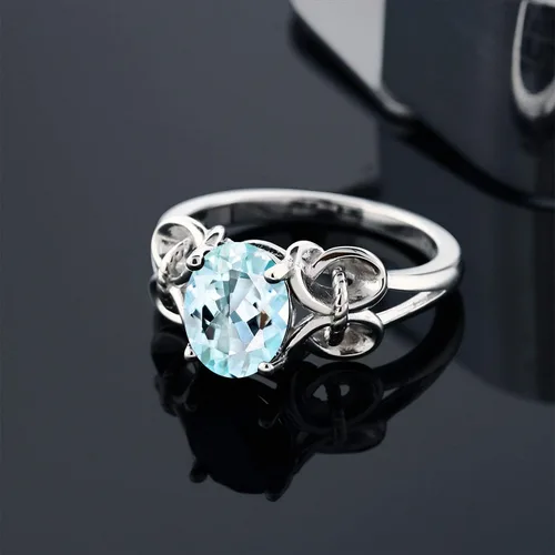 Miniatura 36 de Gem Stone King Anillo de compromiso ovalado con piedra natal para mujer, plata de ley 925, ovalado de 0.354 x 0.276 in, anillo de compromiso