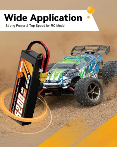 Miniatura 5 de Hilldow 11.1V 5200mAh Lipo Battery 3S 80C Hard Case RC Battery with XT60 Connector for RC Car Truck Boat Airplane Quadcopter Helicopter Racing Hobby
