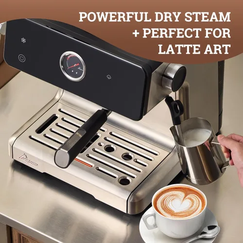 Miniatura 3 de Máquina de espresso con distribución automática y tazón con molinillo, cafetera barista con cold brew, espumador de leche para latte, máquina