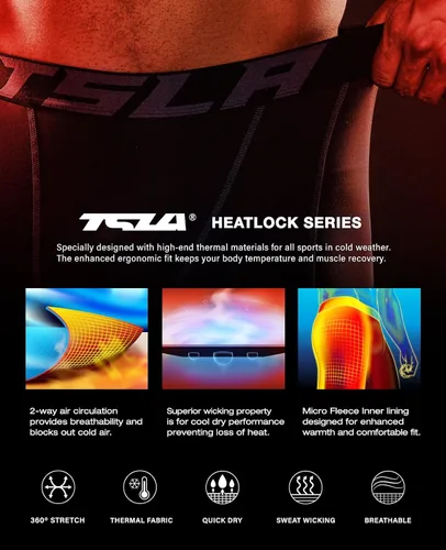 Miniatura 3 de TSLA - Paquete de 1 o 2 pantalones térmicos de compresión para hombre, leggings deportivos y mallas para correr pantalones para usar como primera