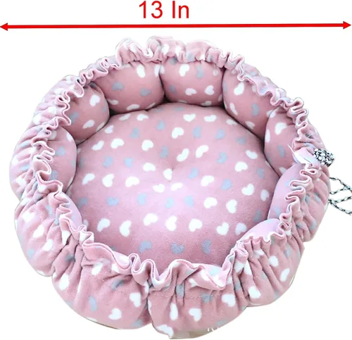 Miniatura 3 de Cama para gatos, nido de algodón rosa de 13 pulgadas de diámetro, para gatos, perros y otras mascotas (pequeño)