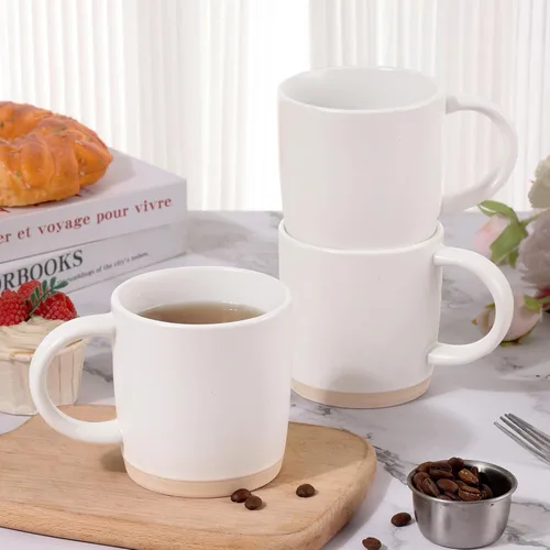 Miniatura 3 de Juego de 6 tazas de café de cerámica de 14 onzas, con asa y patrones moteados para café, té, cacao, leche, microondas y lavavajillas