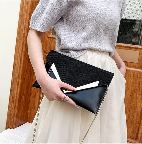 Miniatura 2 de Caviotess Women Shiny Sequin Envelope Clutch Purse Elegant Evening Bag Shoulder Handbag with Chain Strap