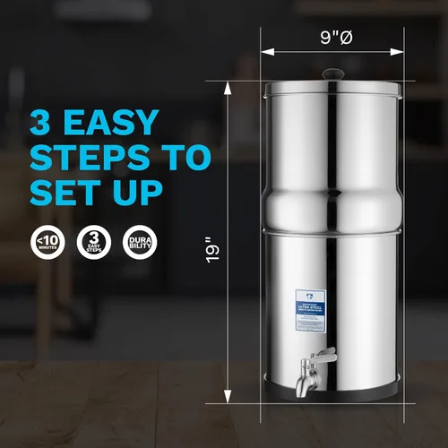 Miniatura 9 de Survivor Filter Sistema de filtro de agua ultra gravedad, filtro de agua alimentado por gravedad de acero inoxidable, 2.25 galones, para el hogar
