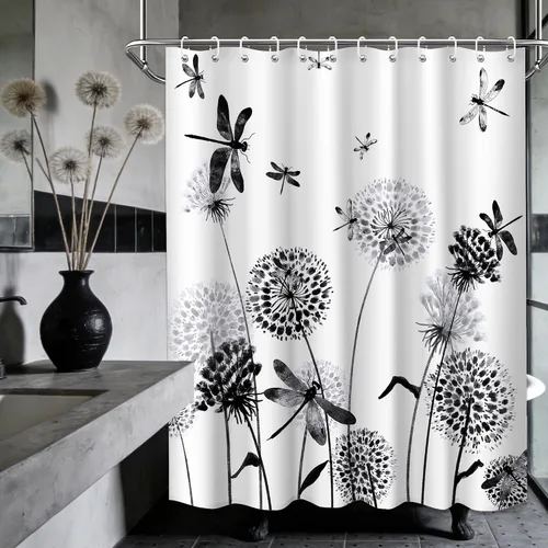 Miniatura 102 de Cortina de ducha floral para primavera y verano, flores silvestres, flores y mariposas, decoración de baño, tela impermeable con ganchos, 70