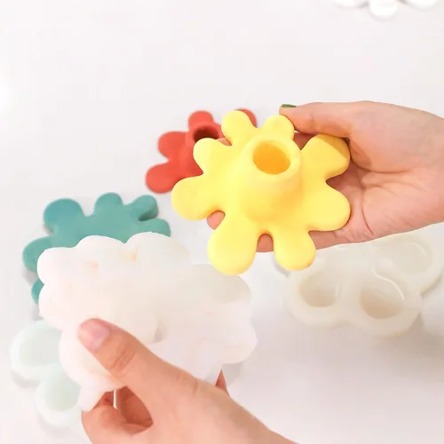 Miniatura 6 de BOOWAN NICOLE Soporte de vela de cemento irregular molde de silicona, molde de posavasos de hormigón Bandeja de vela de yeso Decoraciones