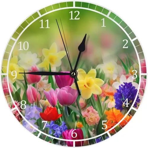 Miniatura 14 de Reloj de pared redondo para cuatro estaciones, árbol de la vida, silencioso, sin tictac, relojes decorativos con pilas, reloj silencioso 9.84