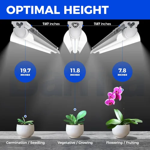 Miniatura 5 de Barrina Luces de cultivo T8 para plantas de interior, tira de luz blanca de espectro completo de 5000 K, 60 W (4 x 15 W), luz de planta de 1 pie