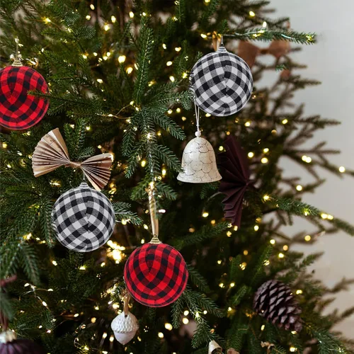 Miniatura 4 de 24 bolas de Navidad de búfalo a cuadros de 2.4 pulgadas/2.362 in, adornos colgantes de Navidad, adornos decorativos para colgar en el árbol