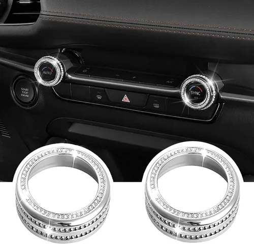 Miniatura 15 de Tapones para pomos de aire acondicionado, compatibles con Mazda 3 (2014-2018), cristal, decoración