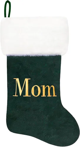 Miniatura 183 de Calcetines de Navidad bordados de 20 pulgadas con monograma, terciopelo negro con puño de felpa blanca supersuave, adornos clásicos para decoración