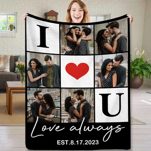 Miniatura 16 de Regalos de novia para San Valentín, collages de fotos personalizados en mantas, regalos de cumpleaños para mamá, novia, esposa, manta suave