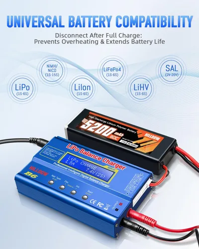 Miniatura 3 de Cargador de Batería B6 80W Mini Lipo Cargador/Descargador de Equilibrio con Fuente de Alimentación para Batería LiPo/Li-ion/Life(1-6s) NiMH/NiCd