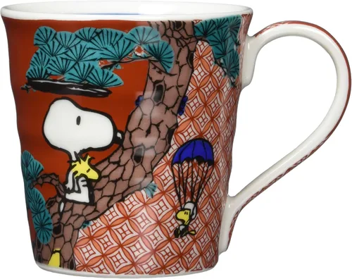 Miniatura 5 de Yamaka Shoten SN363-11 Peanuts Snoopy Kutani Ware - Taza con patrón de adoquines, vajilla, productos Snoopy Goods, fabricada en Japón