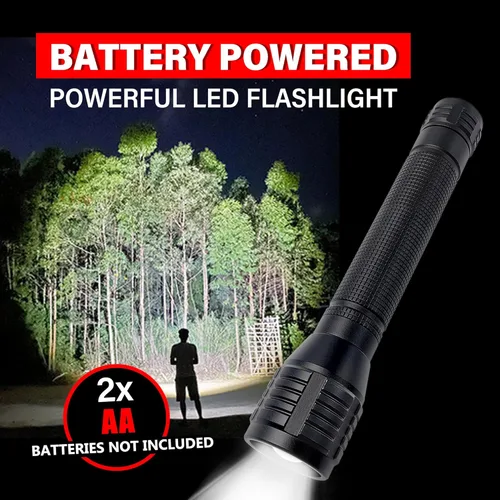Miniatura 4 de Linterna LED con zoom de alto lúmenes, 3 modos, funciona con batería AA, potente para camping, al aire libre y uso de emergencia, paquete de 2